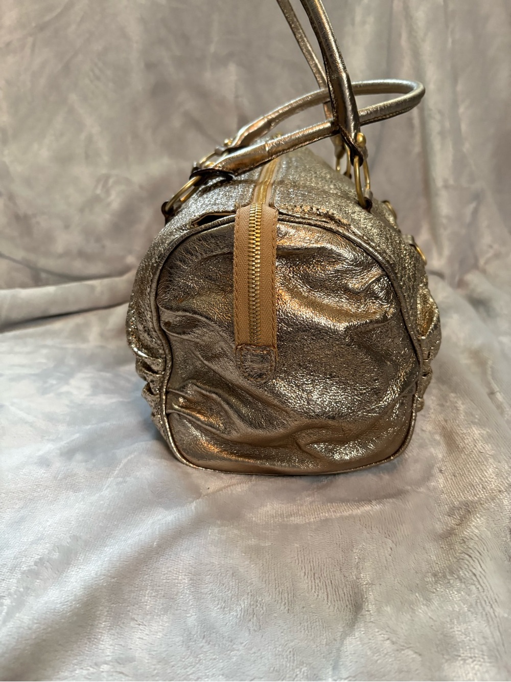 Castellari Milano Metallic Gold Leather Shoulder Bag - Vintage Y2K - Picture 5 of 8